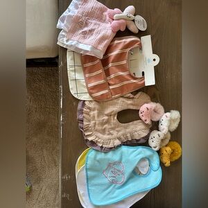 Assorted Baby Bib Set - Pink, Cream, Blue